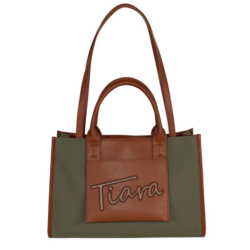 Stamped Leather Logo Tote Bag