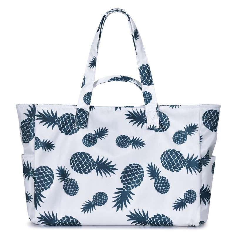 White background blue pineapple Beach Bag