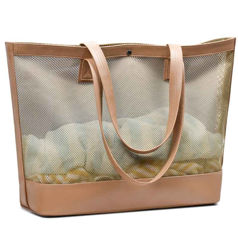 Grid Style Brown Beach Bag