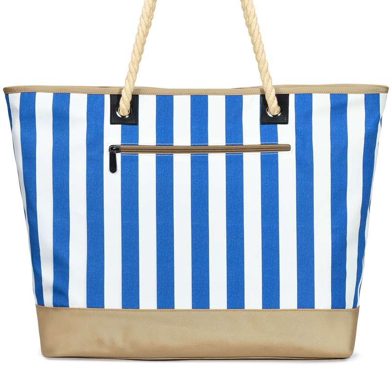 Fine Vertical Stripes Blue Beach Bag