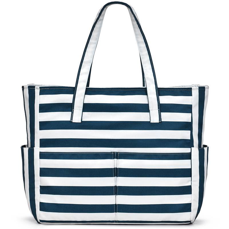 Fine Dark Blue Stripe Beach Bag