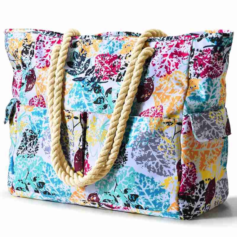Colorful leaves printed pattern beach Bag
