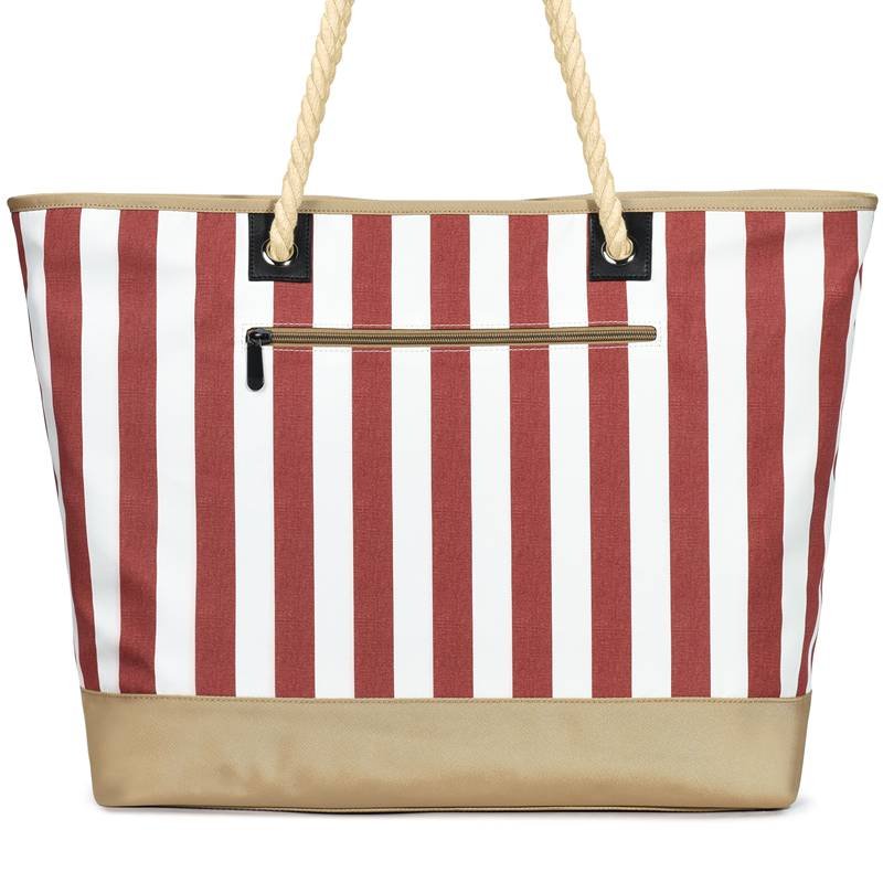 Fine Vertical Stripes Red Beach Bag
