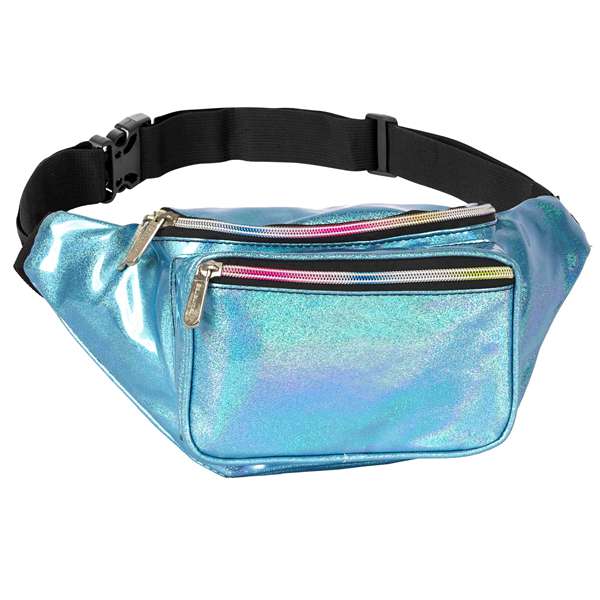 PVC Coated Fabric Waist Bag Glittler Light Blue