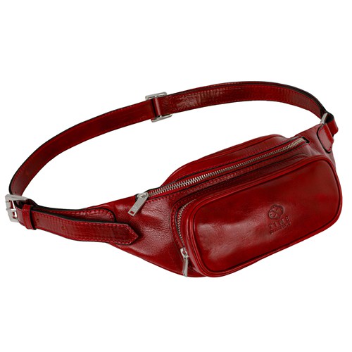 Leather Embossing Waist Bag Red