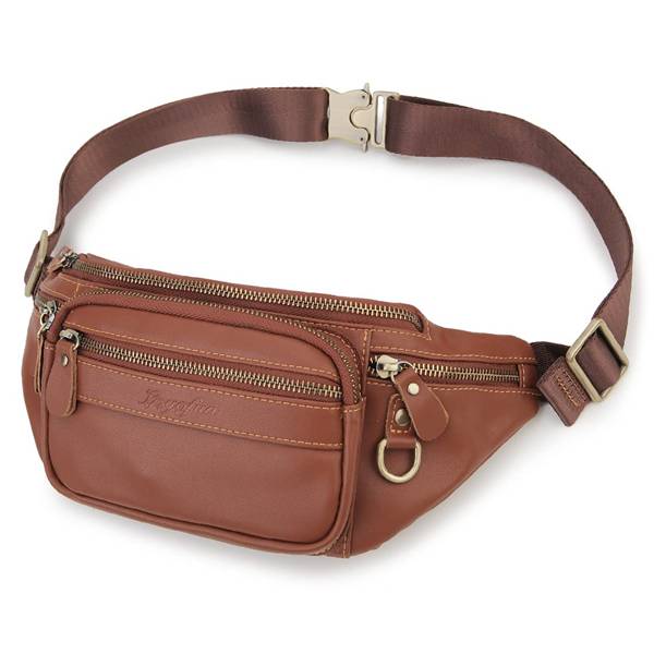 Zipper Closure Waist Bag Brown