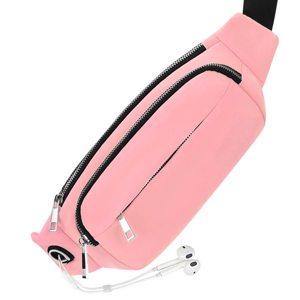 37 USB Charging Port Waist Bag Bright Pink
