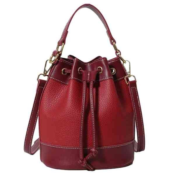 PU Leather Bucket Drawstring Bags