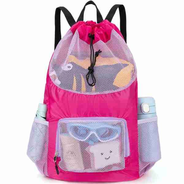 Mesh Drawstring Swimming Backpack