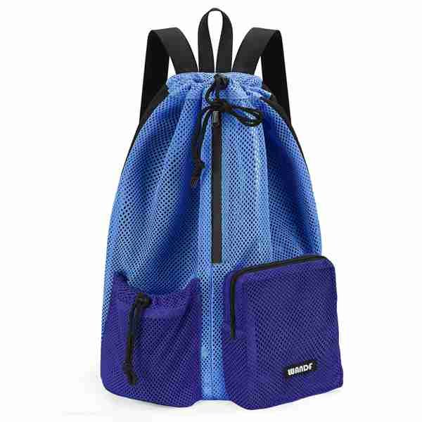 Mesh Drawstring Backpack with Wet Pocket
