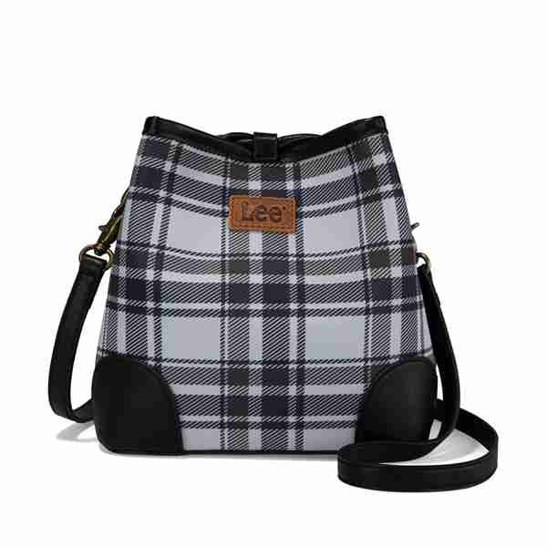 Chambray Drawstring Bucket Bags with Crossbody Strap