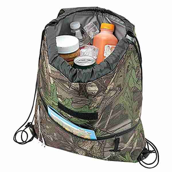Camo Insulated Drawstring Backpack Cooler Water-Tight PEVA Lining