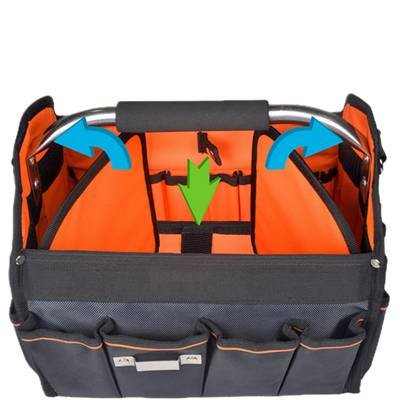 Tool Bag with Metal Frame Installation of reinforced liners
