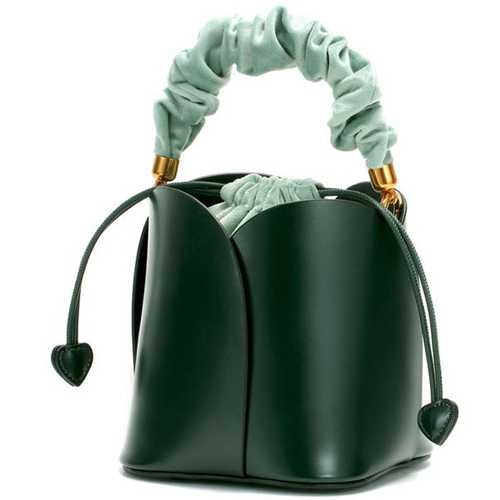 Genuine Leather Drawstring bag Green