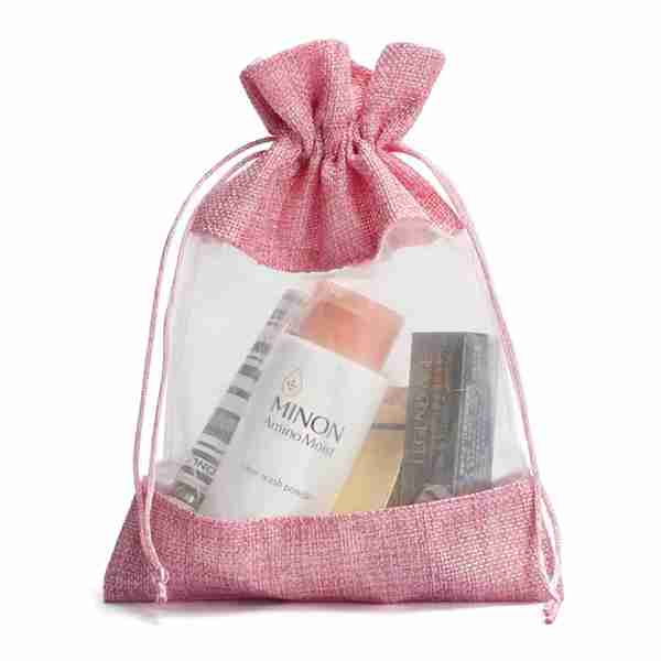 Transparent mesh drawstring bag