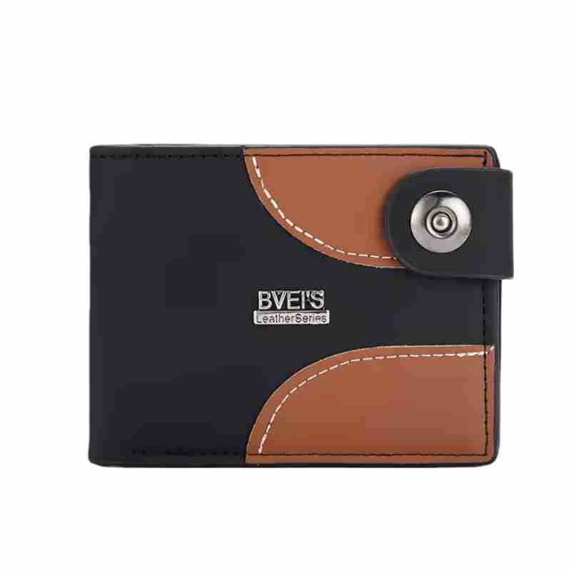 Men's PU Wallet Zipper Folding Short Wallet